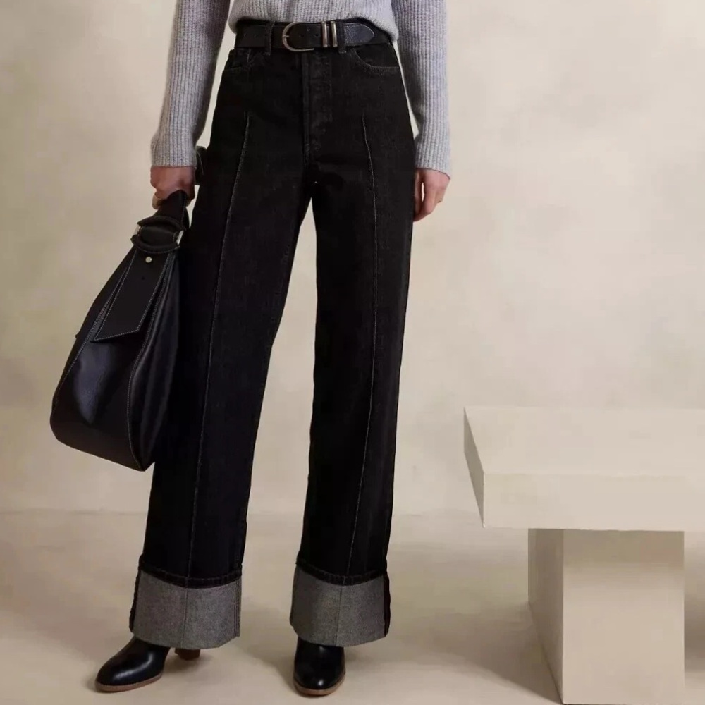 Banana Republic BR Pintuck Jeans / size 27 / black rinse